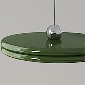 abordables Suspension-Lustre en métal de style simple, abat-jour rond créatif en acrylique, lampe suspendue au plafond intégrée, lampe suspendue à LED tricolore, chambre à coucher, salle à manger décorée avec des