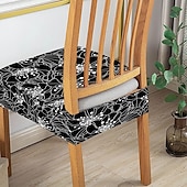 baratos Capa para Cadeira de Jantar-Capas elásticas para assento de cadeira de jantar 1 peça, capas de assento laváveis macias e removíveis com estampa floral para cadeiras de jantar, protetor de capa de assento para sala de jantar