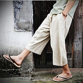 ieftine Retro-Bărbați Pantaloni de in Pantaloni de vară Pantaloni de plajă Cordon Buzunar Talie elastică Simplu Confort Respirabil Lungime gambă Zilnic Plajă Vacanță Hawaiană Boho Gri Închis