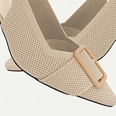 ieftine Pantofi casual dama-Pentru femei Tocuri Mărime Plus Size Pantofi Flyknit Nuntă În aer liber Birou Dungi Cataramă Blocați călcâiul Vârf ascuțit Modă Clasic Confortabili Plimbare Croșet Loafer Migdală Negru Galben