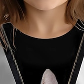 cheap Girl&#039;s 3D Animals-Girls&#039; 3D Cat Tee Shirts Short Sleeve 3D Print Summer Active Fashion Cute Polyester Kids 3-12 Years Crew Neck Outdoor Casual Daily Regular Fit