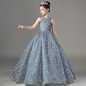 preiswerte Kleider für die Blumenmädchen-kinderkleidung Mädchen Blumenmädchen Kleid Party Kleid Feste Farbe Ärmellos Formal Leistung Hochzeit Gitter Prinzessin Süß Gitter Mitte der Wade Etuikleid Tüll-Kleid Blumenmädchenkleid Sommer