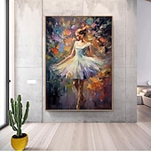 billige Personmalerier-original ballettdanser håndmalt oljemaleri på lerret stor veggkunst abstrakt kniv teksturert gril oljemaleri stue veggdekor gave uten ramme