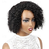 economico Parrucche di capelli veri senza cuffia-parrucche corte afro ricci crespi pixie cut per le donne capelli umani remy malese parrucche per capelli umani a densità 150% parrucca fatta a macchina
