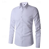 economico Camicie eleganti da uomo-Per uomo Camicia Camicia estiva Camicie Camicia con bottoni Nero Bianco Blu marino Blu Manica lunga Liscio Bavero Matrimonio Da mare Abbigliamento Cotone Misto cotone Di tendenza Informale Comodo