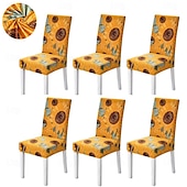 cheap Dining Chair Cover-Stretch Spandex Dining Chair Cover 4/6 Pcs Set, Floral Printed Stretch High Back Dining Chair Cover Slipcover with Elastic Band for Dining Room,Wedding, Ceremony, Banquet,Home Decor
