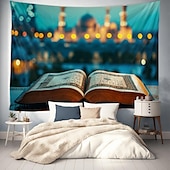 tanie gobelin krajobrazowy-koran eid mubarak ramadan wiszące gobelin meczet wall art duży gobelin mural wystrój fotografia tło koc kurtyna strona główna sypialnia salon dekoracja