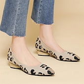 abordables Block Heels-Femme Chaussures à Talons Grandes Tailles Chaussures Flyknit Extérieur Travail du quotidien Léopard Talon hétérotypique Bout pointu Classique Décontractées Confort Marche Tricot Mocassins Léopard
