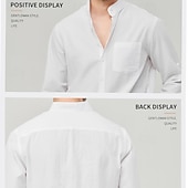 cheap Business Casual-Men&#039;s Shirt Linen Shirt Chinese Collar Shirt Mandarin Collar Shirt Summer Shirt Beach Shirt Plain Vacation Street Black White Yellow Pink Long Sleeve Band Collar Summer Clothing Apparel Front Pocket