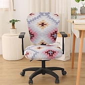 baratos Capa para Cadeira de Escritório-Capa para cadeira de escritório, capa para cadeira de mesa de computador, spandex elástico, anti-poeira, divisão universal, giratória, protetor de capa para cadeira giratória, conjunto de 2 peças,