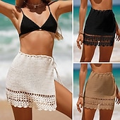 economico Abiti da spiaggia-Per donna Costumi da bagno Copricostume Avvolgere Gonna Costume da bagno Taglio Lavorato a maglia Vacanza Abbigliamento da Spiaggia Tinta unica Senza Maniche Costumi da bagno
