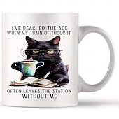 cheap Mugs &amp; Cups-1pc Cat And Book Coffee Mug Ceramic Coffee Cups I've Reached The Age Water Cups Summer Winter Drinkware Birthday Gifts Holiday Gifts Thanksgiving Gifts Christmas Gifts