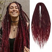 preiswerte Haare häkeln-24-Zoll-Dreadlocks-Verlängerungen, Goddess Locs, Häkelhaar für Frauen, 10 Stränge, handgefertigte Dreadlock-Häkelhaarzöpfe, synthetisch, dünn, 0,6 cm, Hippie, gerade, doppelendige Dreads