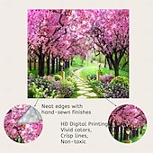 billige landskapsteppe-valentinsdag veggteppe kunst dekor teppe gardin piknik duk hengende hjem soverom stue sovesal dekorasjon natur landskap hage tre blomst blomst sti