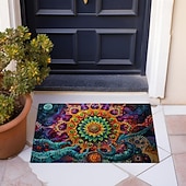 お買い得  玄関マット-絵画 曼荼羅 ボヘミアン 玄関マット V 滑り止め オイルプルーフ ラグ 屋内 屋外 マット 寝室 装飾 バスルーム マット 玄関 ラグ