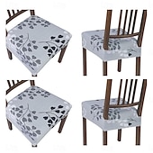 baratos Capa para Cadeira de Jantar-Capas elásticas para assento de cadeira, 4 peças, capa de almofada com estampa floral, capas removíveis e laváveis para cadeiras de jantar, anti-poeira, capas para cadeiras de sala de jantar, capas