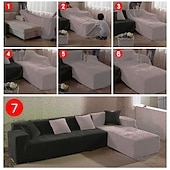 preiswerte Sofabezug-Stretch-Sofabezug, Schonbezug, Jacquard, elastisch, Sofagarnitur, Sessel, Loveseat, 4- oder 3-Sitzer, L-Form, grau, botanische Pflanzen, weich, strapazierfähig, waschbar