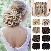 ieftine Meșe-coc dezordonat piesa de par chignon scrunchie piepteni usor elastic piepteni in chignon posturi pentru femei