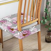 baratos Capa para Cadeira de Jantar-Capas elásticas para assento de cadeira de jantar 1 peça, capas de assento laváveis macias e removíveis com estampa floral para cadeiras de jantar, protetor de capa de assento para sala de jantar