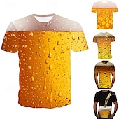 お買い得  3D Tシャツ-男性用 男女兼用 グラフィック バブル ビール Tシャツ 半袖 Tシャツ 3Dプリント ラウンドネック シャツ ストリートファッション ベーシック 日常 週末 A B C 春夏 秋冬 衣類 アジア人サイズ S M L XL XXL 3XL