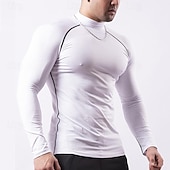 levne pánská aktivní trička a tanky-Pánské Tričko Gymnastická košile Pánské topy Stojáček Dlouhý rukáv Sport Běžné / Denní Posilovna Rychleschnoucí Prodyšné Měkké Slátanina Barevné bloky Černá Bílá Sportovní oděvy Módní Základní