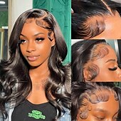 economico Parrucche lace front capelli veri-parrucche piene del merletto frontale dell&#039;onda del corpo capelli umani 180 densità hd parrucche trasparenti dell&#039;onda del corpo pre pizzicate con i capelli del bambino parrucche brasiliane anteriori