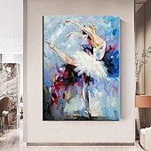 voordelige Schilderijen van mensen-abstract danser olieverfschilderij handgeschilderde kunst aan de grote muur wit ballet schilderij boho muur decor aangepaste schilderij mooi meisje schilderij op canvas voor woonkamer slaapkamer