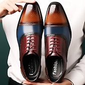 economico Formale-Per uomo Oxford Scarpe derby Scarpe formali Scarpe Bullock Scarpe da sera Lavoro Gentiluomo britannico Matrimonio Serata e festa PU Con lacci intrecciali Blu Caffè Primavera Autunno