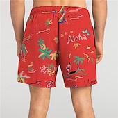 cheap Tropical Plants &amp; Flowers-Men&#039;s Pineapple Coconut Tree Swim Trunks Swim Shorts Board Shorts Mid Waist Vacation Hawaiian Holiday Vacation Holiday Beach Drawstring with Mesh lining Elastic Waist Designer Clothing Apparel