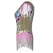 levne Šaty na krasobruslení-Šaty na bruslení Dámské Dívčí Buz Pateni Šaty Vícebarevné Slátanina Třásně Síťka Spandex Elastické Trénink Profesionální Soutěž Bruslařské oblečení Křišťál a napodobenina Krátký rukáv Krasobruslení