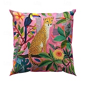 economico stile animale-modello animale leopardo e tucano 1pc fodere per cuscini di dimensioni multiple cuscini decorativi per esterni costieri morbide custodie per cuscini in velluto per divano divano letto decorazioni per