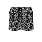 cheap Animals &amp; Birds-Men&#039;s Dragon Swim Shorts Board Shorts Swimming Trunks Mid Waist Punk &amp; Gothic Vacation Party Holiday Drawstring with Mesh lining Elastic Waist Designer Clothing Apparel