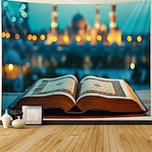 tanie gobelin krajobrazowy-koran eid mubarak ramadan wiszące gobelin meczet wall art duży gobelin mural wystrój fotografia tło koc kurtyna strona główna sypialnia salon dekoracja