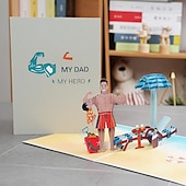 cheap Stickers-3D Pop Up Father&#039;s Day Card for Men Dad Husband Birthday Greeting Card for Dad Best Dad Ever Pop Up Card Fathers Day Card Greeting Card Happy Fathers Day Card for Dad from Daughter Son