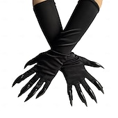 お買い得  ハロウィンのマスクと小道具-ハロウィーンの爪付き手袋、黒のグリッターネイル付き - ハロウィーンのコスプレやドレスアップ用の長いホラー手袋