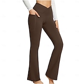 cheap Plain Leggings-Women&#039;s Pants Trousers Casual Daily Full Length High Waist Plain Side Pockets Wide Leg Breathability Comfortable Stretchy Daily Wear Going out Black White Blue Khaki Spring &amp;  Fall