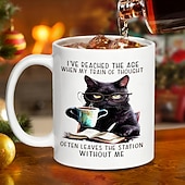 cheap Mugs &amp; Cups-1pc Cat And Book Coffee Mug Ceramic Coffee Cups I've Reached The Age Water Cups Summer Winter Drinkware Birthday Gifts Holiday Gifts Thanksgiving Gifts Christmas Gifts