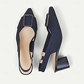 ieftine Pantofi casual dama-Pentru femei Tocuri Mărime Plus Size Pantofi Flyknit Nuntă În aer liber Birou Dungi Cataramă Blocați călcâiul Vârf ascuțit Modă Clasic Confortabili Plimbare Croșet Loafer Migdală Negru Galben