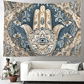 ieftine Tapiserii de vacanță-Epocă hamsa agățată de mână tapiserie eid ramadan artă de perete tapiserie mare decor mural fotografie fundal pătură perdea acasă dormitor living decor