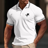 preiswerte Klassisches Poloshirt für Herren-Herren Baumwoll-Poloshirt Golfshirt Lässig Sport Gerippter Polokragen Kurzarm Mode Basic Farbblock Patchwork Bestickt Sommer Normale Passform Schwarz Weiß Gelb Grau Baumwoll-Poloshirt