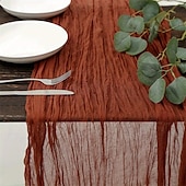 billige Bordduker-boho cheesecloth bordløper lang gasbind romantisk bordløper for bryllup, brudedusjer, babyshower, Thanksgiving, bursdager, spisestue, kommode, fars dag, lærernes dag, hjemmeinnredning