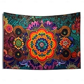 tanie Tkanina mandali-kolorowa mandala artystyczna wisząca gobelin sztuka ścienna duży gobelin mural wystrój fotografia tło koc zasłona strona główna sypialnia dekoracja salonu