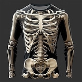 preiswerte Schädel &amp; Knochen-Herren Graphic Skelett T Shirt Langarm T-Shirt 3D-Druck Rundhalsausschnitt Hemd Designer Brautkleider schlicht Subkultur Sports Outdoor Festtage Ausgehen Schwarz Burgunderrot Purpur Frühling &amp; Herbst