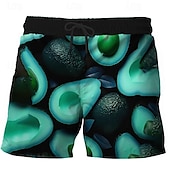cheap Food &amp; Drinks-Men&#039;s Fruit Swim Shorts Board Shorts Swimming Trunks Mid Waist Vacation Hawaiian Holiday Vacation Holiday Beach Drawstring with Mesh lining Elastic Waist Designer Clothing Apparel
