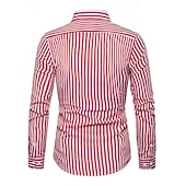 preiswerte Herrenhemd zum Knöpfen-Herren Hemd Sommerhemd Knopfhemd Lässiges Hemd Schwarz Rote Blau Langarm Streifen Kargen Täglich Urlaub Bekleidung Brautkleider schlicht Komfortabel Smart Casual