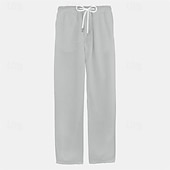 cheap Holiday-Men's Linen Pants Trousers Summer Pants Drawstring Pocket Elastic Waist Plain Comfort Breathable Daily Vacation Holiday Fashion Classic Style Green Khaki Micro-elastic