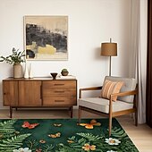 tanie Dywany obszarowe-zielony motyl roślin dywanik mata kuchenna antypoślizgowa olejoodporna mata podłogowa dywanik do salonu kryty mata na zewnątrz wystrój sypialni łazienka mata dywanik wejściowy wycieraczka do drzwi