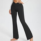 cheap Plain Leggings-Women&#039;s Pants Trousers Casual Daily Full Length High Waist Plain Side Pockets Wide Leg Breathability Comfortable Stretchy Daily Wear Going out Black White Blue Khaki Spring &amp;  Fall