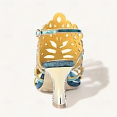 abordables Talons Aiguilles-Femme Chaussures à Talons Sandales Chaussures habillées Chaussures scintillantes Mariage Soirée Plume de paon Strass Talon Cône Talon Aiguille Bout ouvert Elégant Bohême Rétro Vintage Cuir microbien