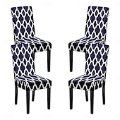 abordables Funda para silla de comedor-Juego de 4 fundas para silla de comedor de spandex elástico, funda protectora para silla elástica con estampado floral, funda para asiento con banda elástica para comedor, boda, ceremonia, banquete,